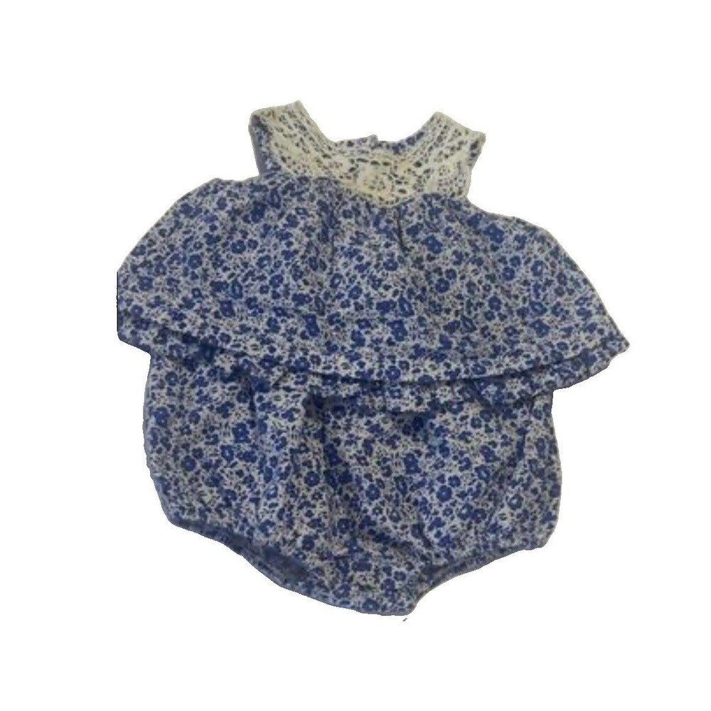 Girl Ralph Lauren Ralph Lauren Blue Floral Bubble Romper Grand Millennial 3M￼